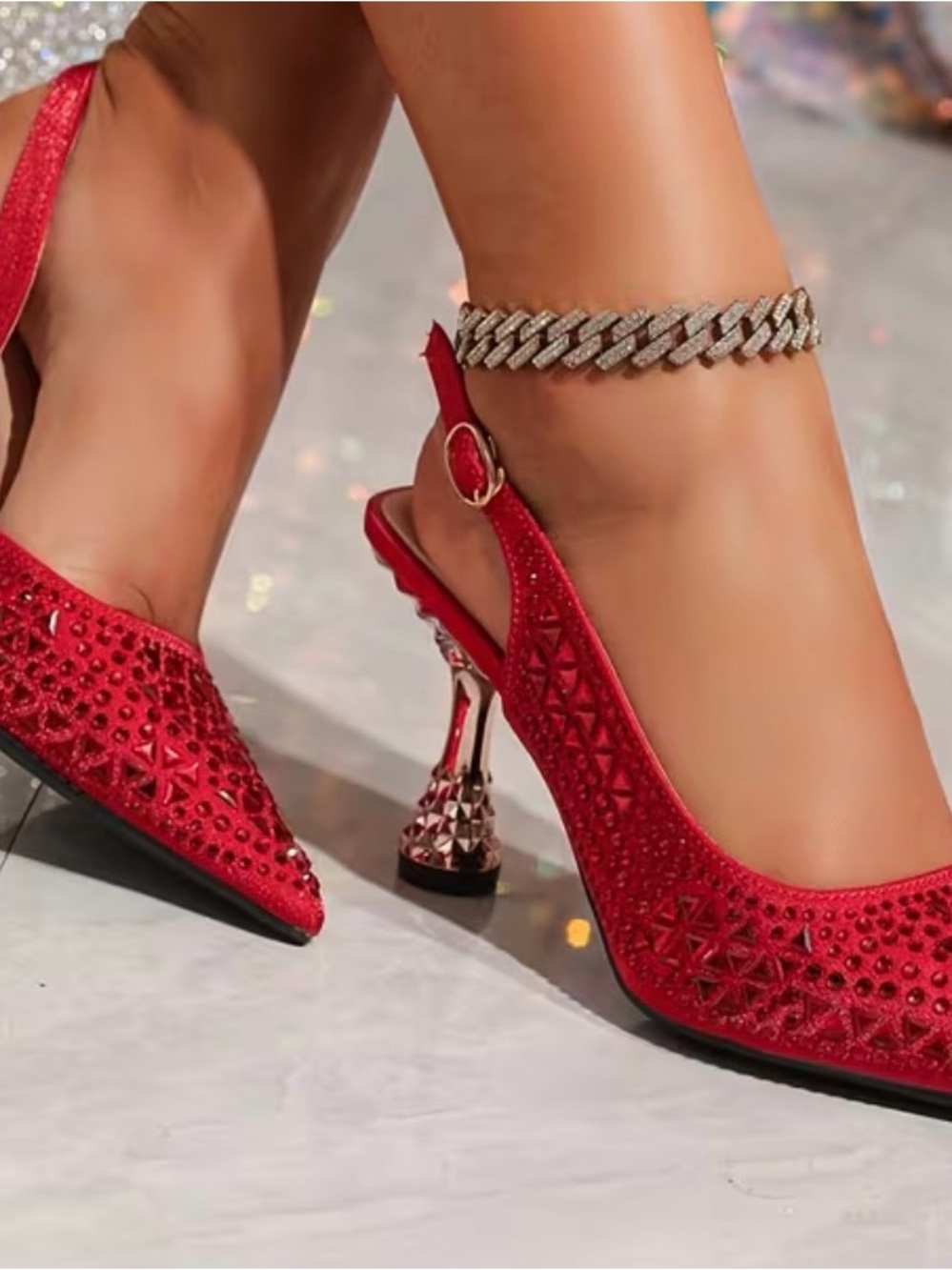 Chic Red Slingback Heels - Picture 3 of 3
